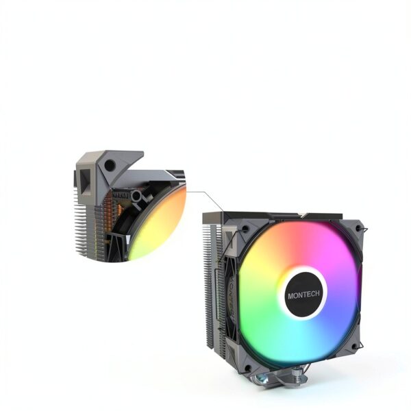 Montech NX400 Black CPU-K?hler, ARGB - 120mm, schwarz-4