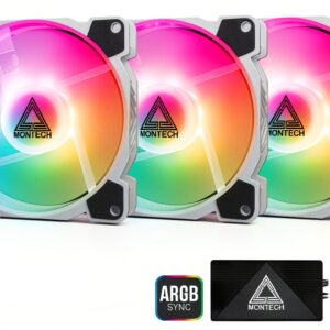 Ventola RGB Montech Z3 PRO 120mm, 3 pezzi con controller ARGB bianco-0