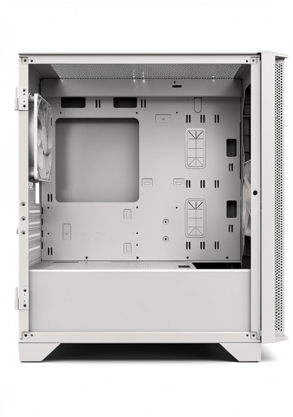 Montech AIR 100 LITE Micro ATX－2ｘVentole silenziose da 120 mm Preinstallate－Design ultra minimale－Pannello frontale in rete－Flusso d'aria elevato－Pannello laterale con porta aperta－Antipolvere, Bianco-3