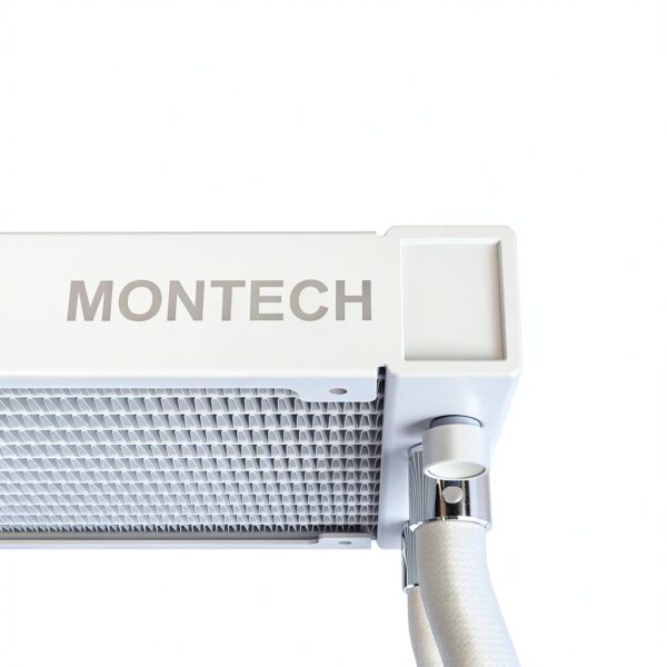 MONTECH HyperFlow Digital 240 - Raffreddatore a liquido CPU, 240 mm AIO con pompa da 3100 RPM, ventole ARGB E28 da 2 x 120 mm, display digitale in tempo reale, supporto Intel e AMD, colore: Bianco-4