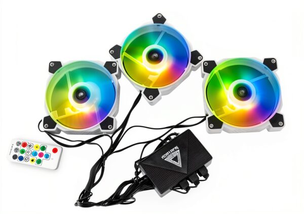 Ventola RGB Montech Z3 PRO 120mm, 3 pezzi con controller ARGB bianco-5