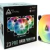 Ventola RGB Montech Z3 PRO 120mm, 3 pezzi con controller ARGB bianco-2