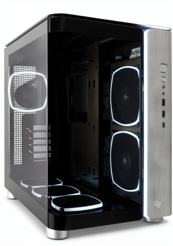 MONTECH X Gear Seeker, King 95 Ultra Dual-Chamber ATX Gaming Case, High-Airflow, Pannello I/O in alluminio, robusto vetro frontale curvo temperato, sei ventole ARGB preinstallate, grigio siderale-0